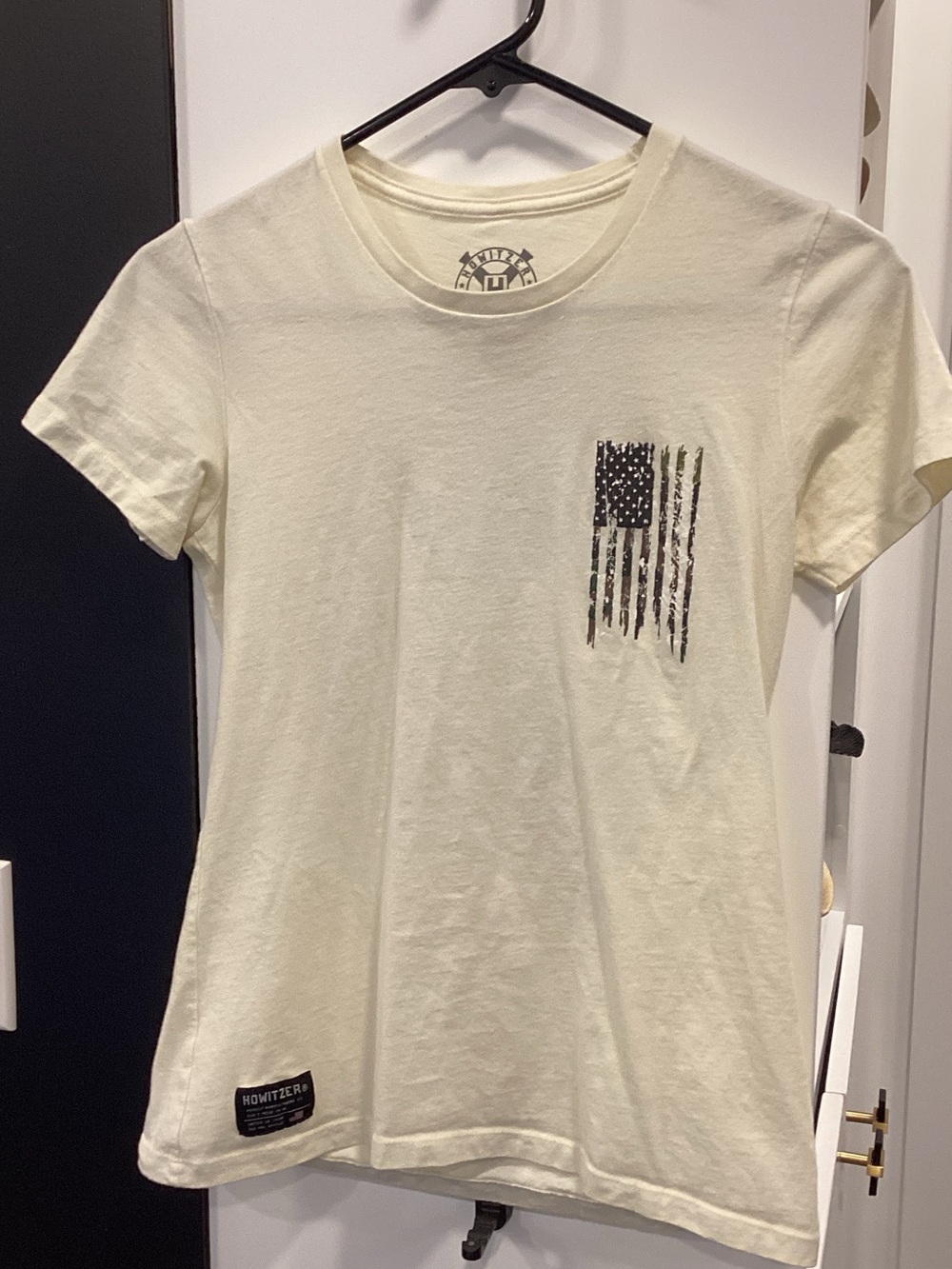 Howitzer Cream Short Sleeve Tee with Flag Graphic